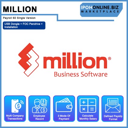 Million Payroll 60 Single Version USB Dongle - FOC Pendrive + Installation